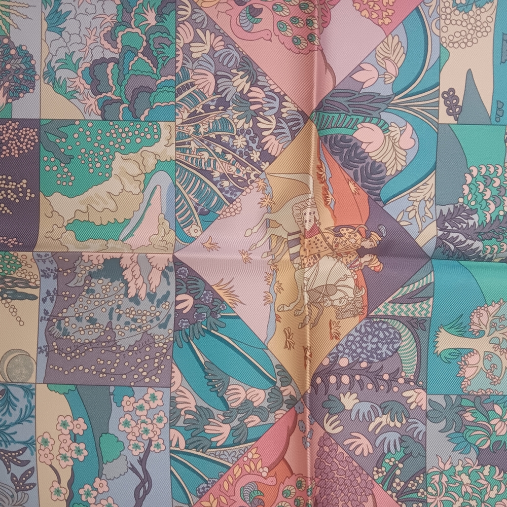 Colorful Patchwork Silk Scarf - Picture 4 of 5